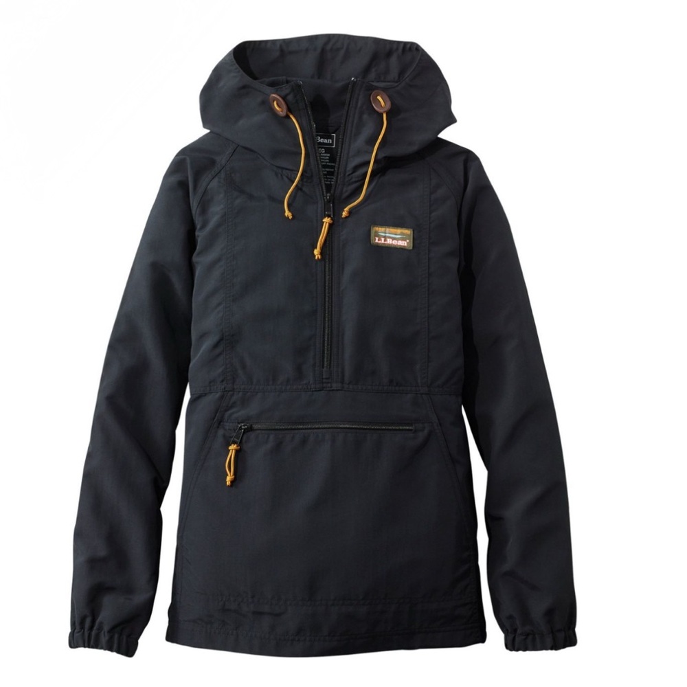LL Bean women’s black pullover rain coat medium